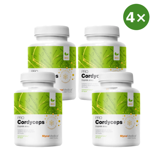Cordyceps PRO MycoMedica set 4× 90 kapsúl, spolu 360 kapsúl